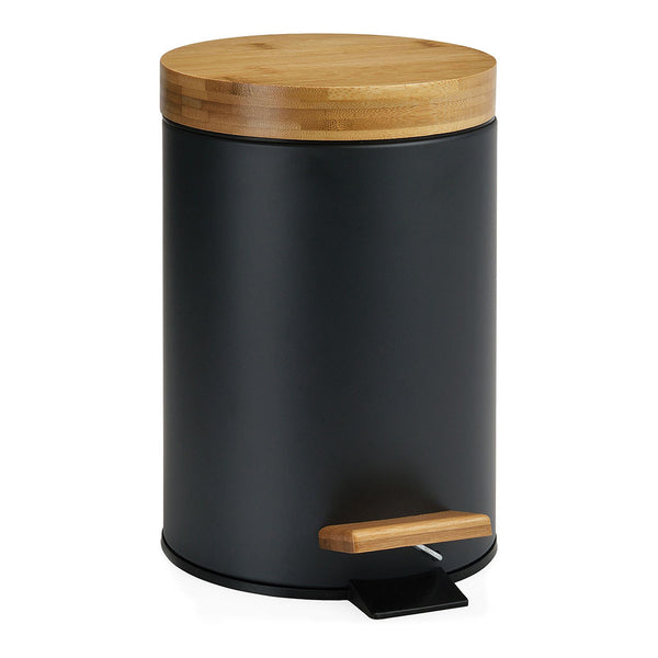 Andrea House Black/Bamboo Pedal Bin 3L