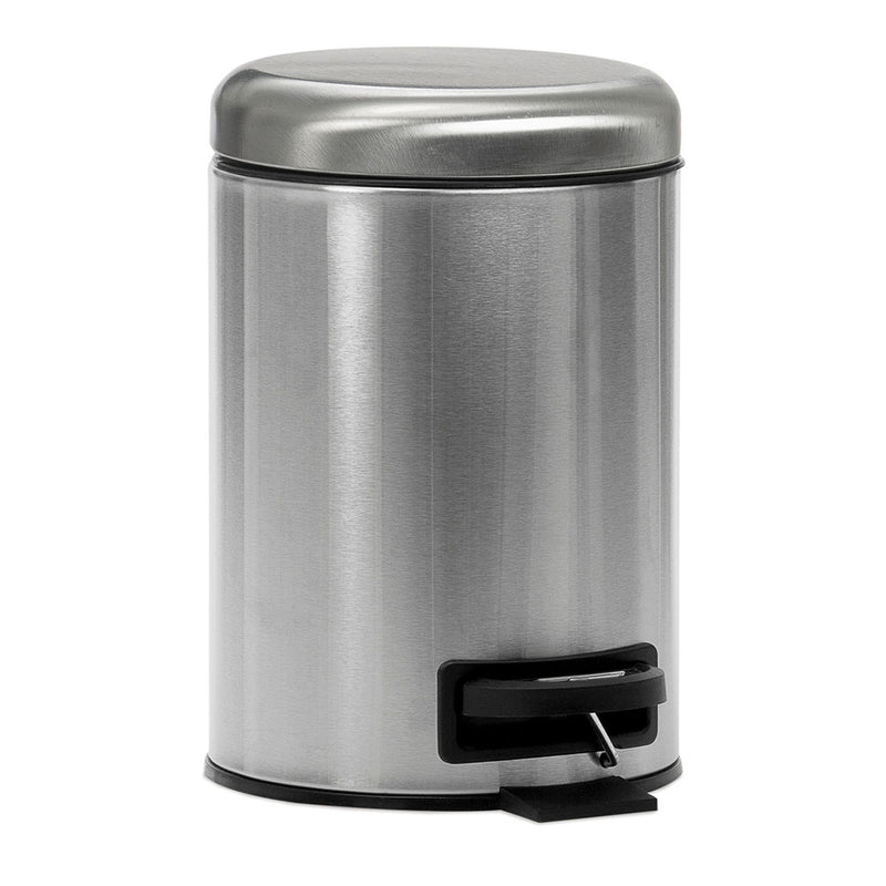 Andrea House 3L Silver Metal Bathroom Waste Bin