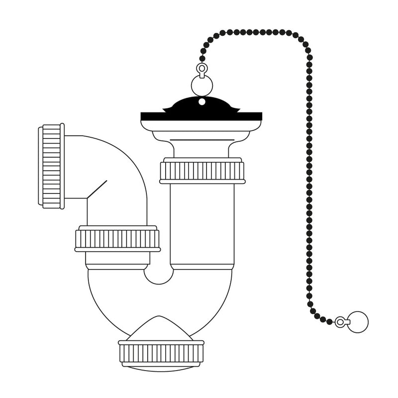 1" 1/2" Extendable Curved Siphon With Chain And Plug