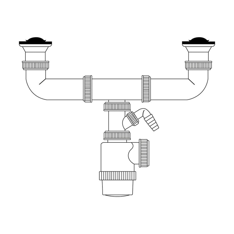 V70 Extendable Double Bottle Siphon With Dishwasher Inlet + Plugs