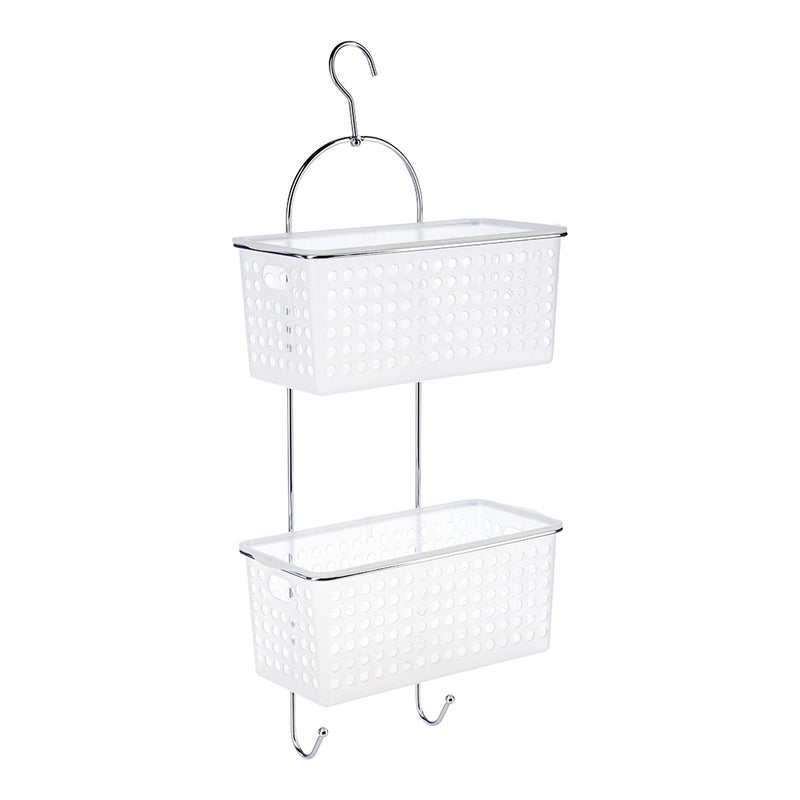 Shower holder with two baskets and hook