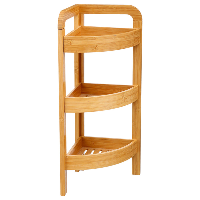 Corner Bathroom Organizer 3 Tiers Bamboo 23x23x61cm