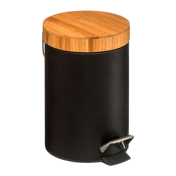 Bamboo Bathroom Waste Bin - Black 3L 'Natureo' Collection