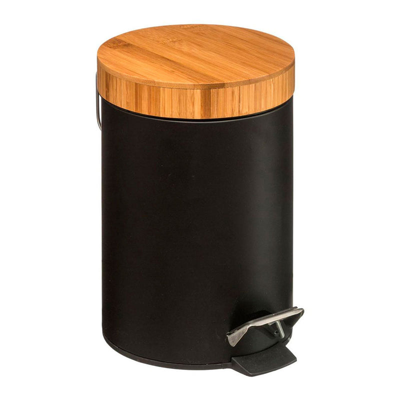 Bamboo Bathroom Waste Bin - Black 3L 'Natureo' Collection