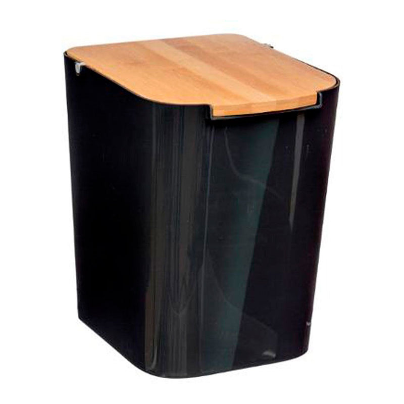 Bamboo Bathroom Waste Bin - Black 5L 'Baltik' Collection