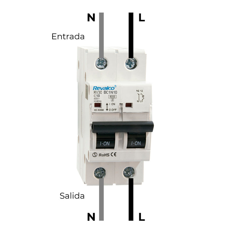 Revalco Magnetothermal 1Pole+Neutral 10A