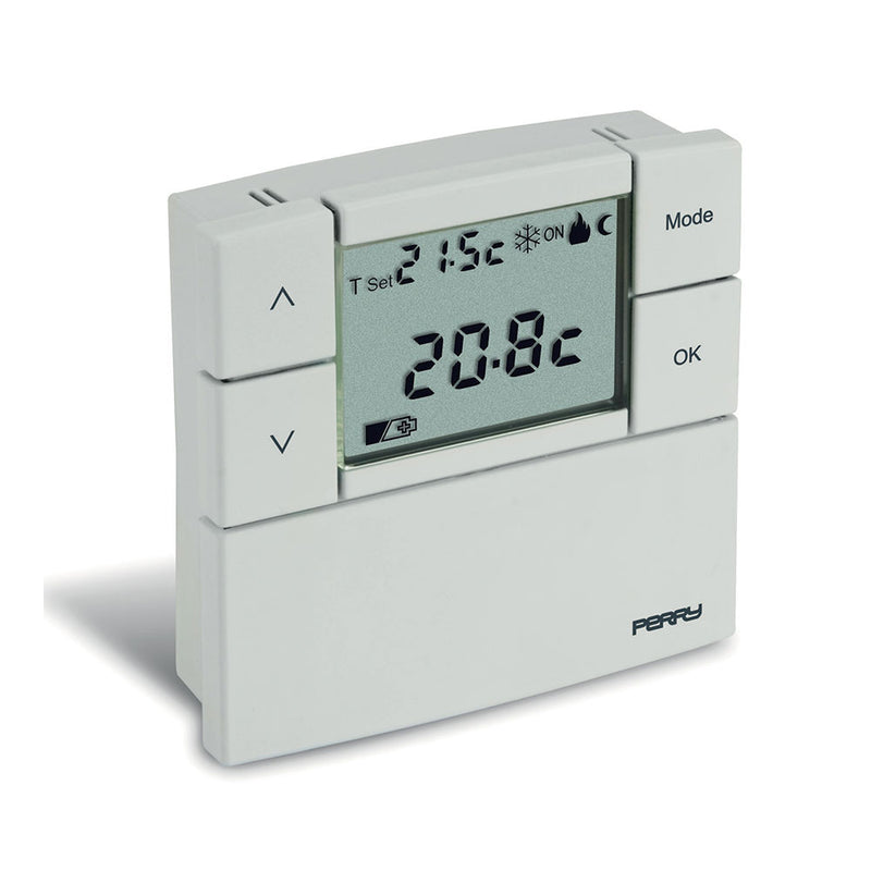 3V Digital Thermostat "Zefiro" Series 84X84Mm Perry White