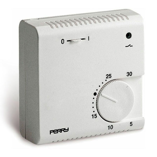 Electronic Gas Expansion Thermostat, "Teg" Series With Pilot Light And "On/Off" Selector, White Perry