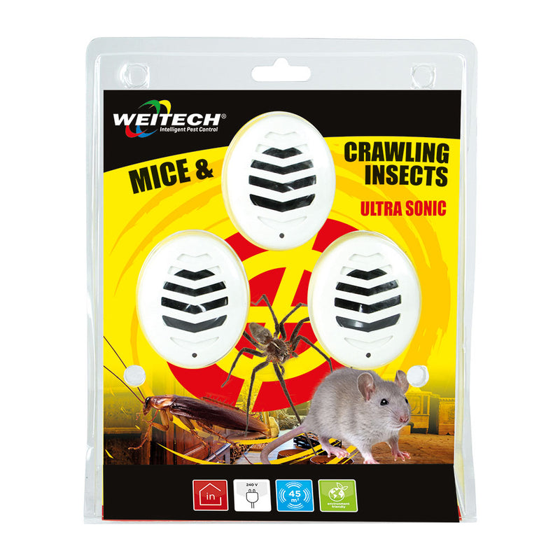 Pack of 3 units, Weitech Ultrasonic Pest Repeller