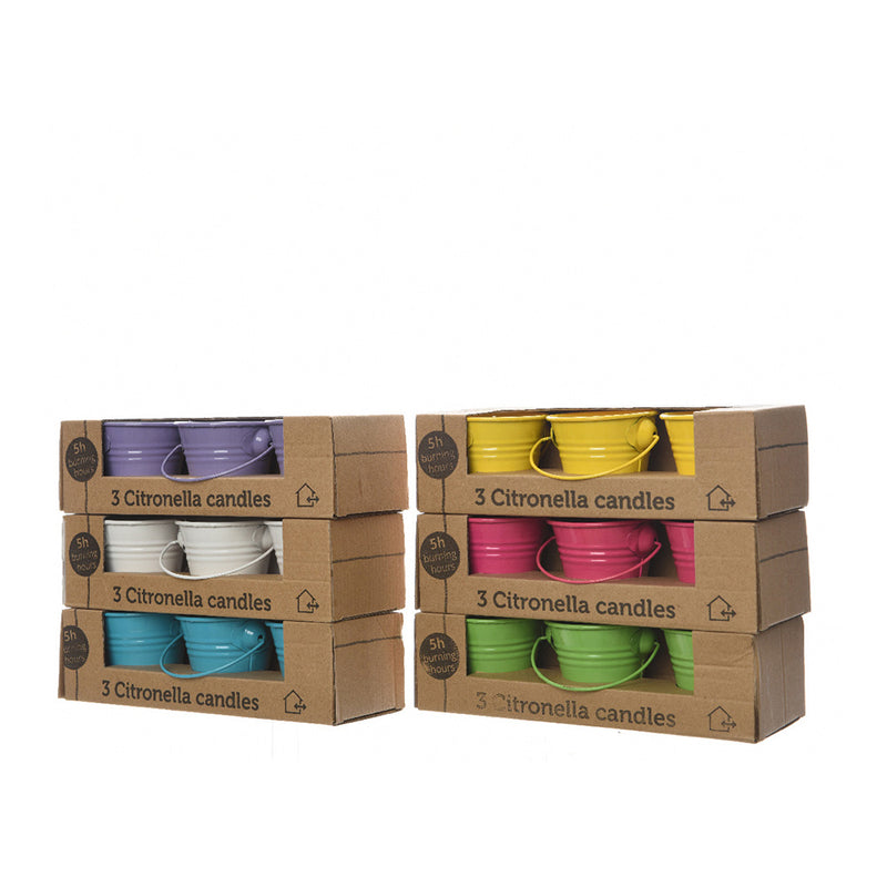 Set of 3 Citronella Candles 45G Ø5X6.5Cm Assorted Colors