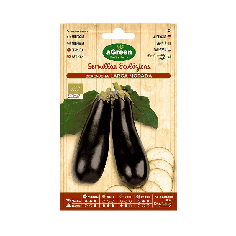 Envelope with Agreen Organic Long Purple Eggplant Seeds