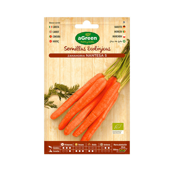 Sachet with organic Nantes carrot seeds Agreen