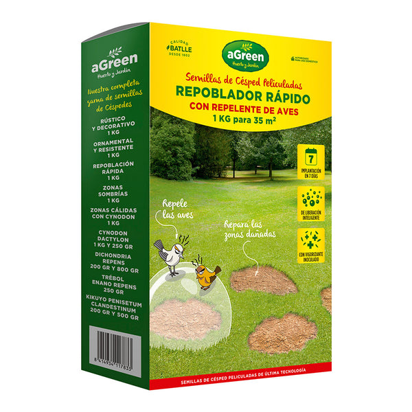 Césped Repoblado Rapido Con Repelente Para Aves 1Kg Agreen