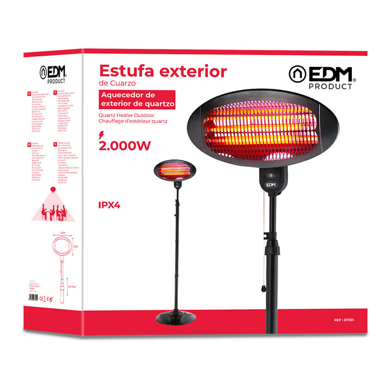 Outdoor quartz heater with stand - 2000W - Edm