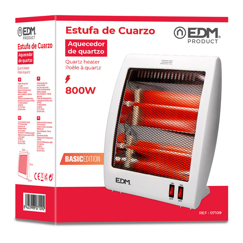 Estufa De Cuarzo - Modelo Plano - Anti-Vuelco - 400-800W Edm