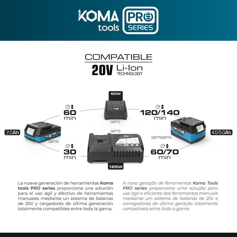 Kit Maletin Taladro Atornillador 20V Brushless Koma Tools