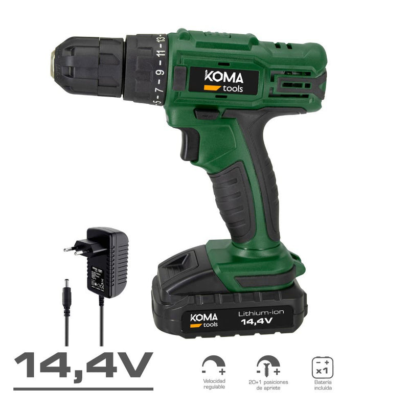 Case with cordless drill/screwdriver 14.4 1,500 mAh Koma Tools