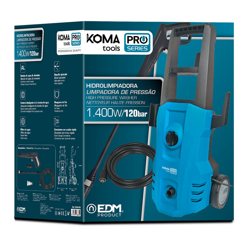 Hidrolimpiadora Alta Presion 1400W 120 Bar 32X23,8X64,8Cm Koma Tools