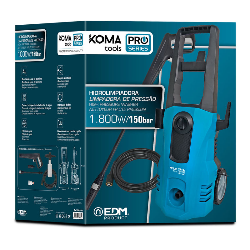 High Pressure Washer 1800W 150 Bar 34.4X29.3X77.45Cm Koma Tools