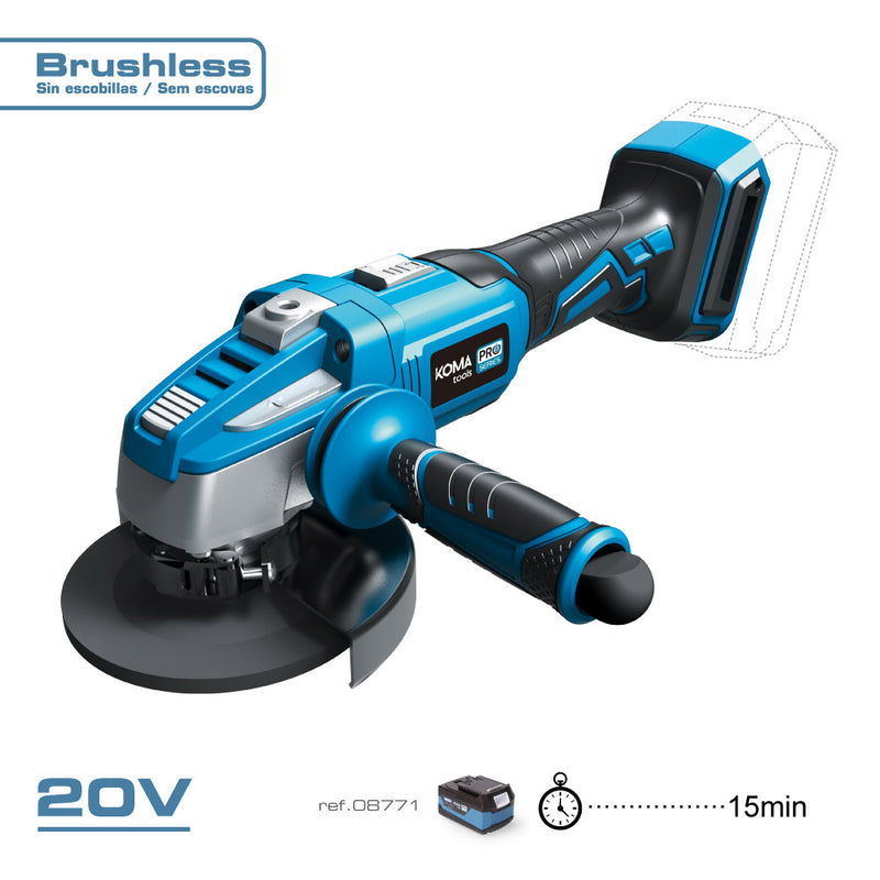 20V Brushless Grinder (Without Battery or Charger) Ø125Mm 37.5X12Cm Koma Tools