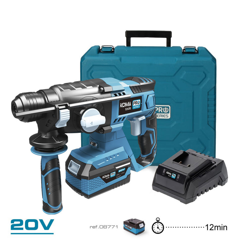 Kit Case Hammer Drill 20V With 1 Battery 4.0A, And Charger 08772 30X19.5Cm Koma Tools