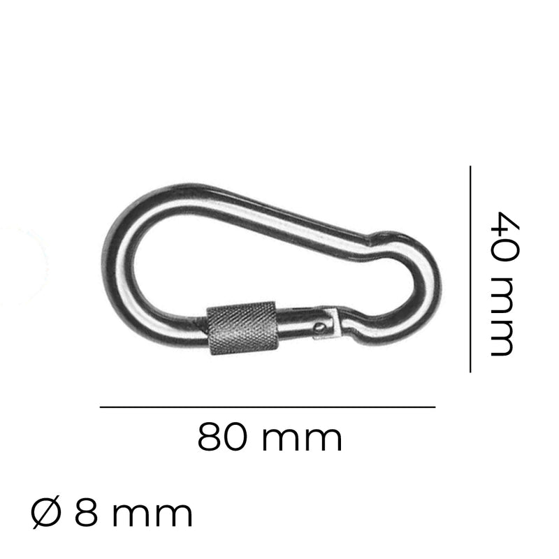 Zinc Plated Firefighter Carabiner With Safety Ø8mm X 8cm