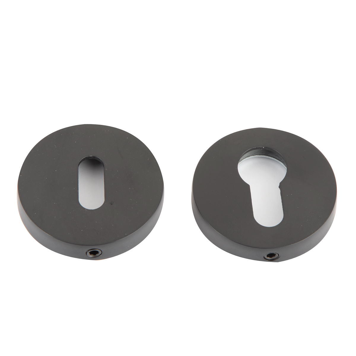 Bocallave de roseta redonda oval y pera de zamak negro ø52 mm para puertas
