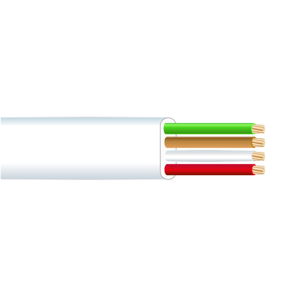 Flat Telephone Cable 4 Ways White Edm Euro/M