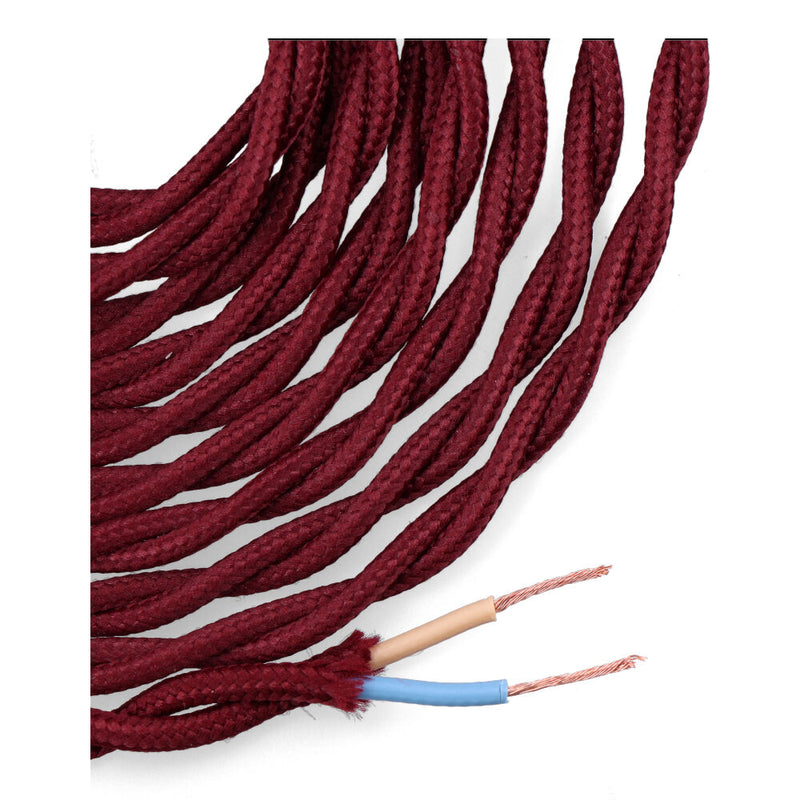 Braided Textile Cable 2x0.75mm C-08 Burgundy Silk 5m