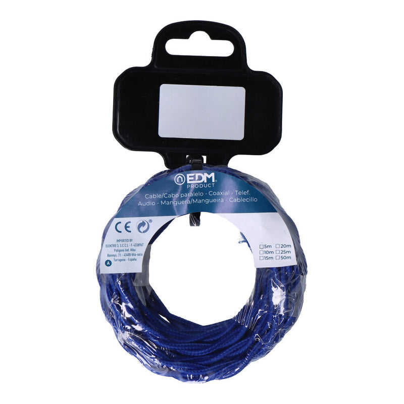 Cable Textil Trenzado 2X0,75Mm C-75 Azul Seda 5M