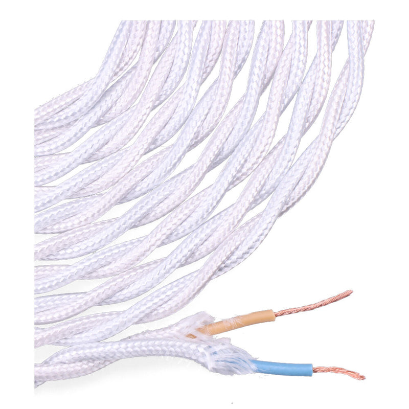 Cable Textil Trenzado 2X0,75Mm C-01 Aluminio Blanco Seda 5M