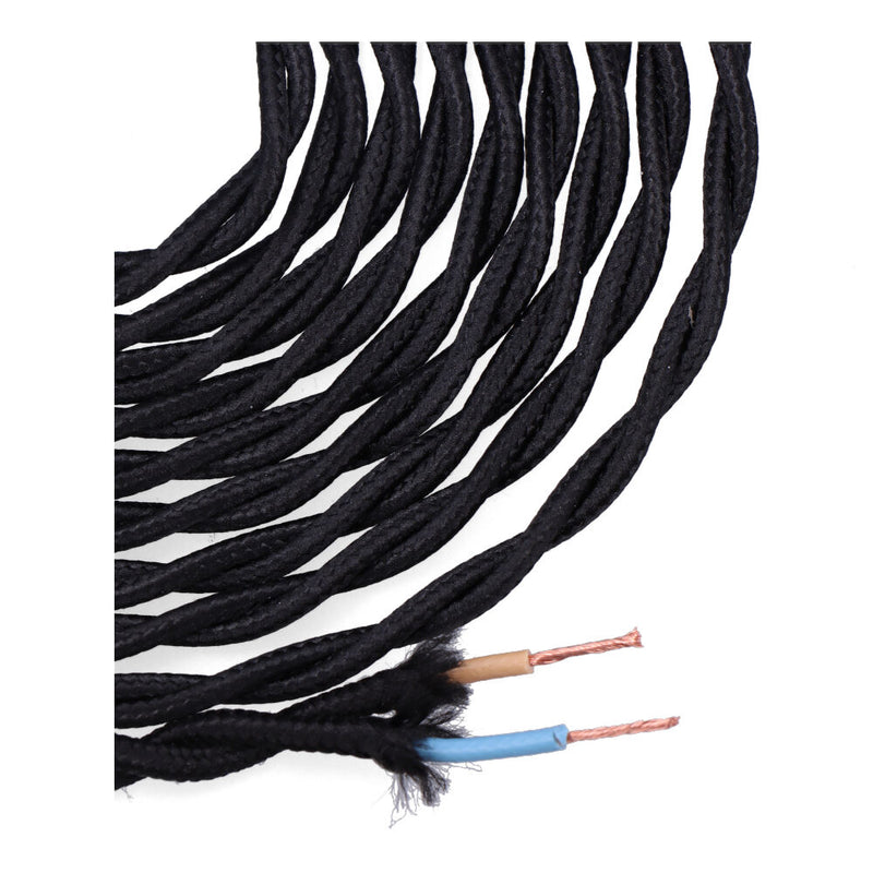 Braided Textile Cable 2X0.75Mm C-41 Black Silk 5M