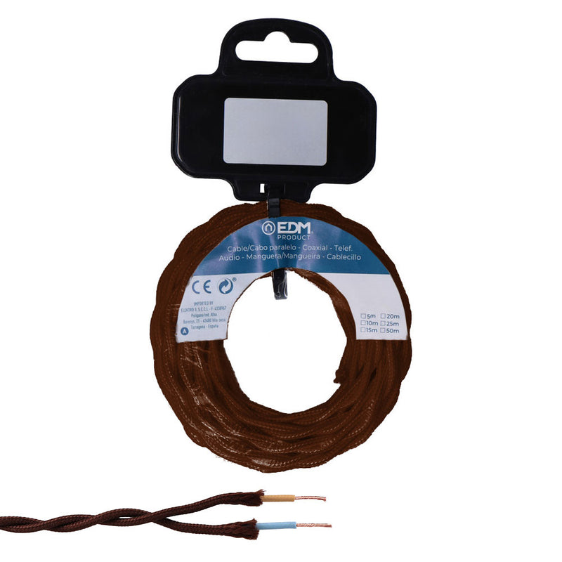 Cable Textil Trenzado 2X0,75Mm C-20 Marron Seda 5M