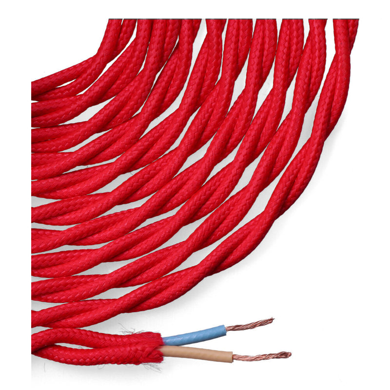 Braided Textile Cable 2x0.75mm C-62 Red 5m