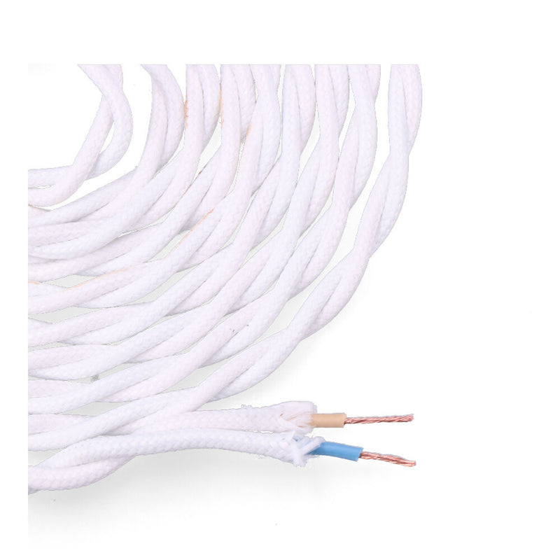 Braided Textile Cable 2X0.75Mm White 5M