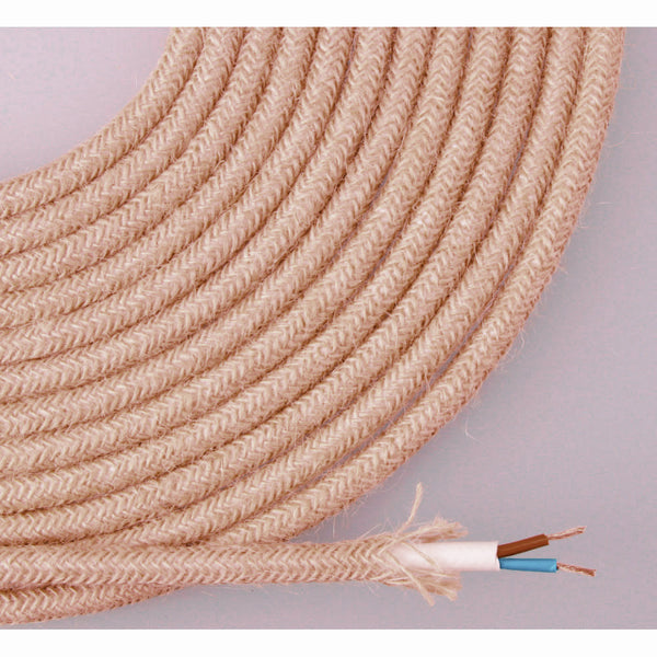 Woven and sheathed jute rope cable 2x0.75mm 25m Euro/M