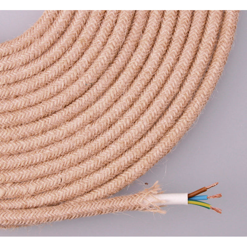 Woven and sheathed jute rope cable 3x0.75mm 25m Euro/M