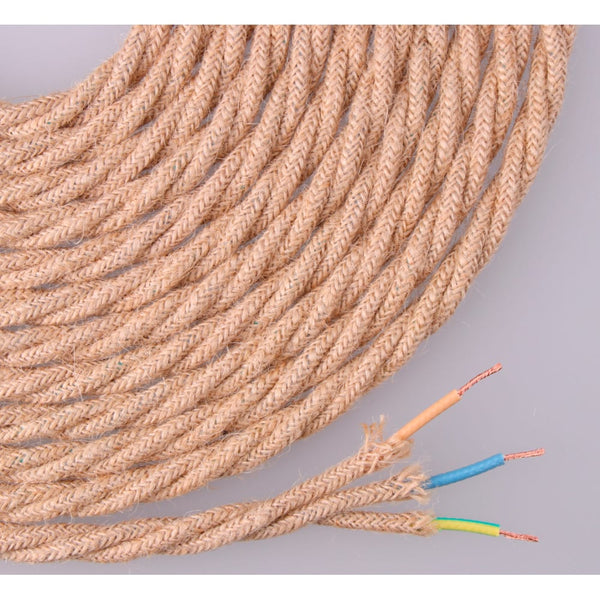 Woven and braided jute rope cable 3x0.75mm 25m Euro/M