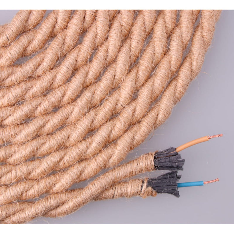 Braided Jute Rope Cable 2X0.75Mm 20M Euro/M