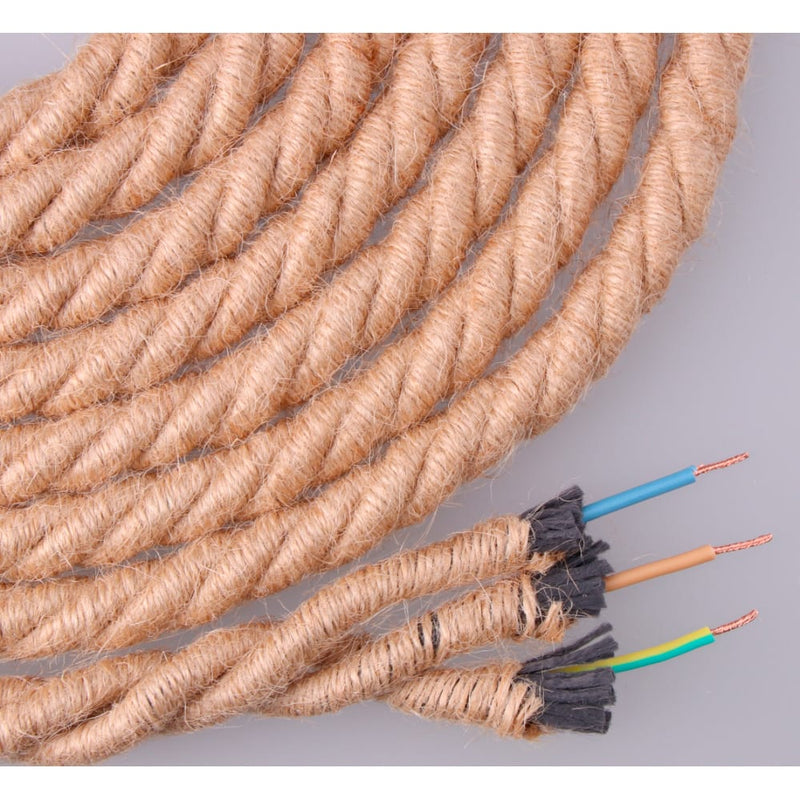 Braided Jute Rope Cable 3x0.75mm 20M Euro/M