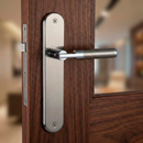 Manilla modelo '1019' vanguardista con placa ovalada acabado bicolor para puertas