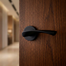 Manilla modelo '130' ola de aluminio con Roseta Redonda acabado negro para puertas