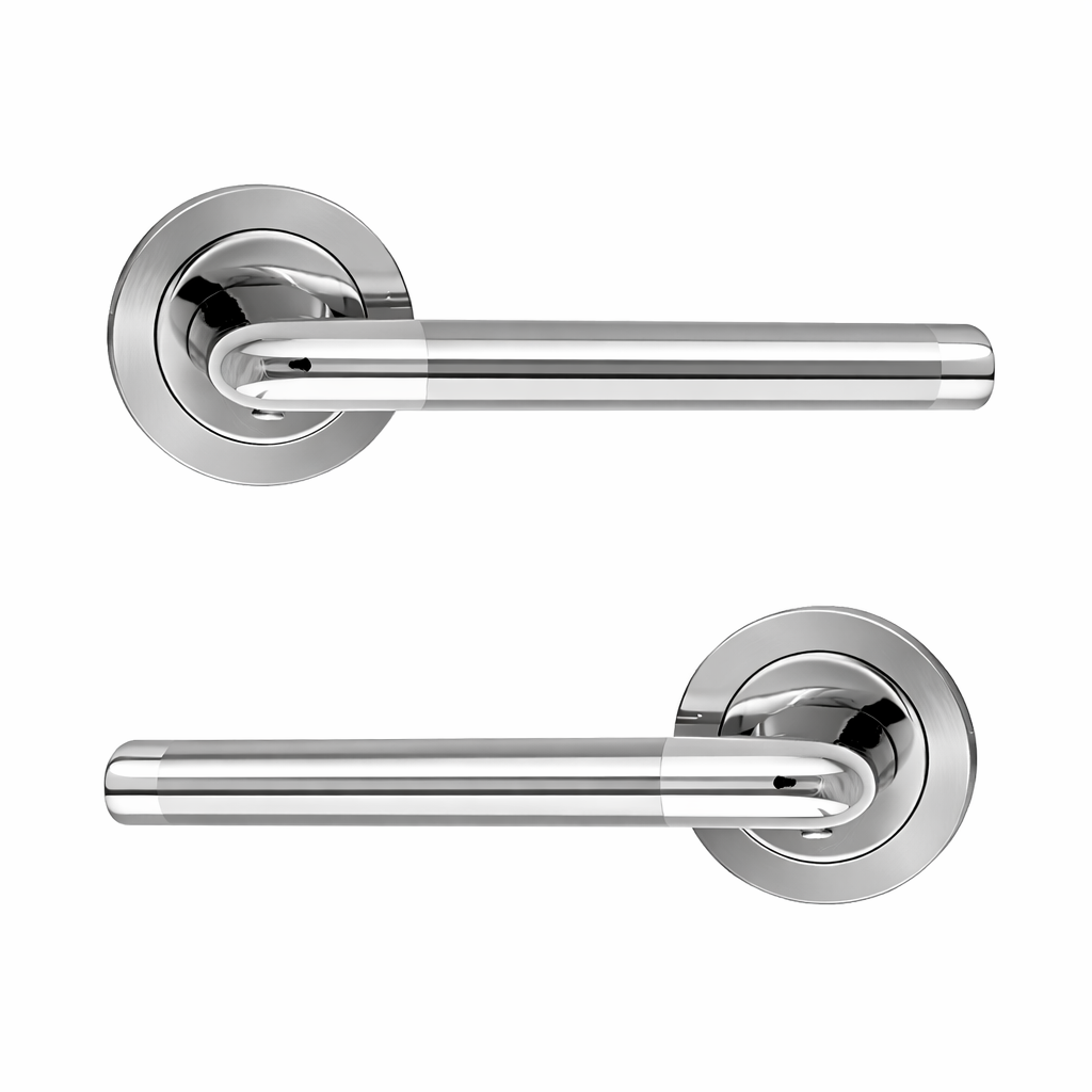 Manilla modelo '140A' recta de aluminio con Roseta Redonda para puertas