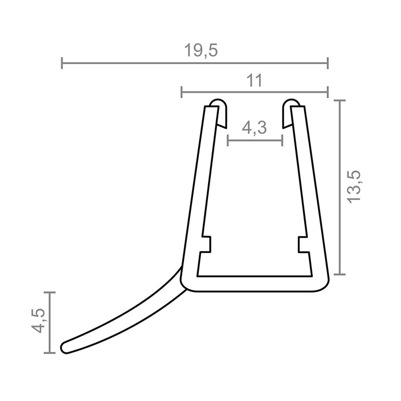 Perfil Para Mampara Con Vierteagua Central Pf7 9,5X18Mm Tr 18531 Micel