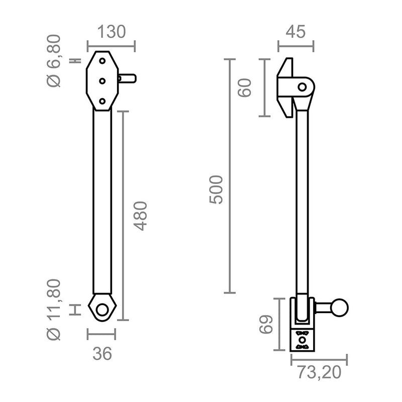 Stor Tld10 500mm 10455 Micel Awning Arm Kit