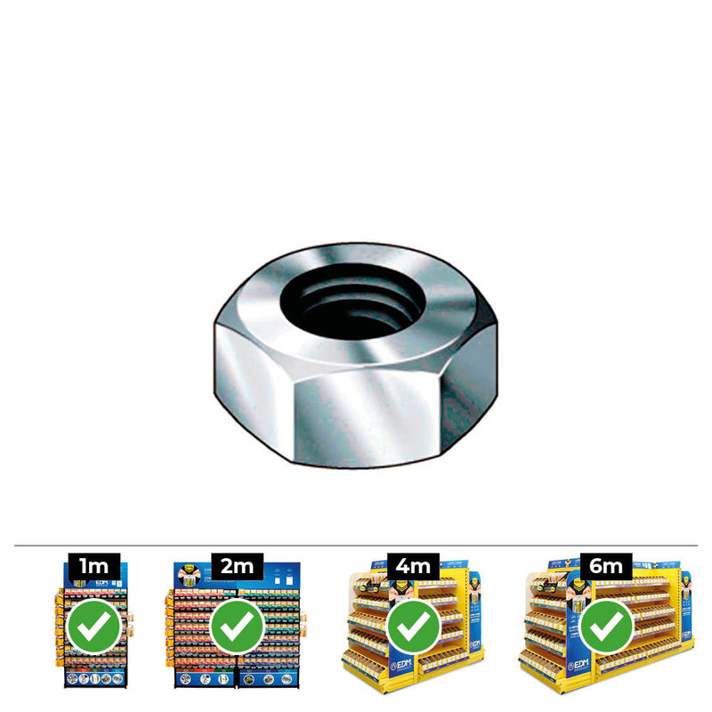 Caja 500 Unid, Tuerca Hexagonal Din/Ref 934 Ø6Mm Zincado Celo