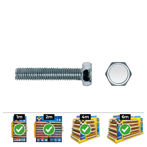 Box of 100 units, Metric Hexagonal Screw Din/Ref 933 Ø8X30mm Zinc Plated