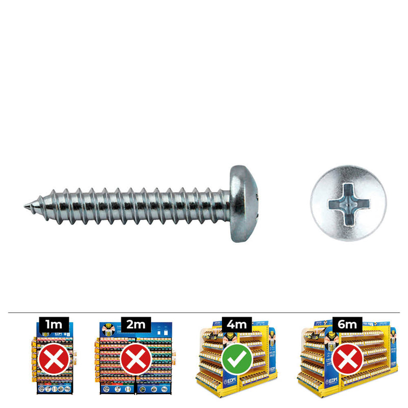 Box 250 Units, Philips Pan Head Sheet Metal Screw Din/Ref 7981 5.5x45mm Zinc Plated