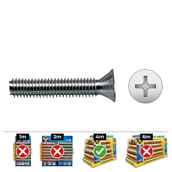 Box 500 Units, Phillips Countersunk Metric Screw Din/Ref965 Ø4X15Mm Zinc Plated Celo