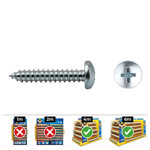 Box 250 Units, Philips Pan Head Sheet Metal Screw Din/Ref 7981 4.8x60mm Zinc Plated